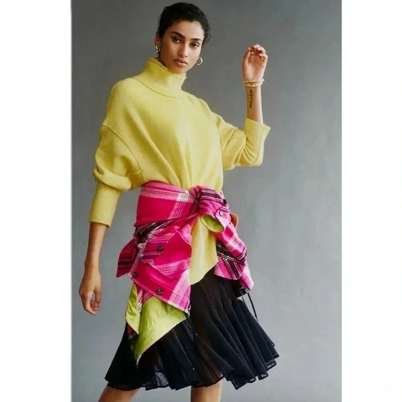 Free People Afterglow Mockneck Sweater Lime Green - Picture 6 of 8